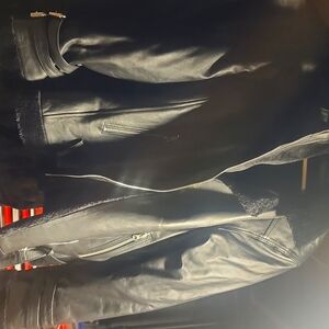 Winter biker jacket black fur inside